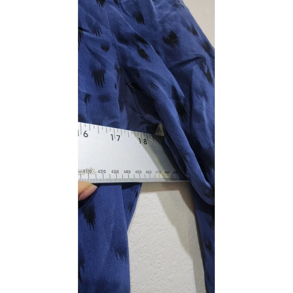 REBECCA TAYLOR blue silk long sleeve pockets belted front frill dress tunic 8